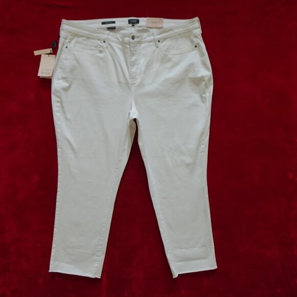 NYDJ Jeans Women's Plus Size 22W White Stretch Denim Sheri Slim Ankle - Picture 1 of 10